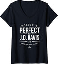 Womens Nobody is Perfect MLBPA JD Davis Fans Baseball Funny V Neck