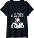 Womens My Wife Lets Me Watch JD Hammer Prospect Baseball Fan Gear V Neck