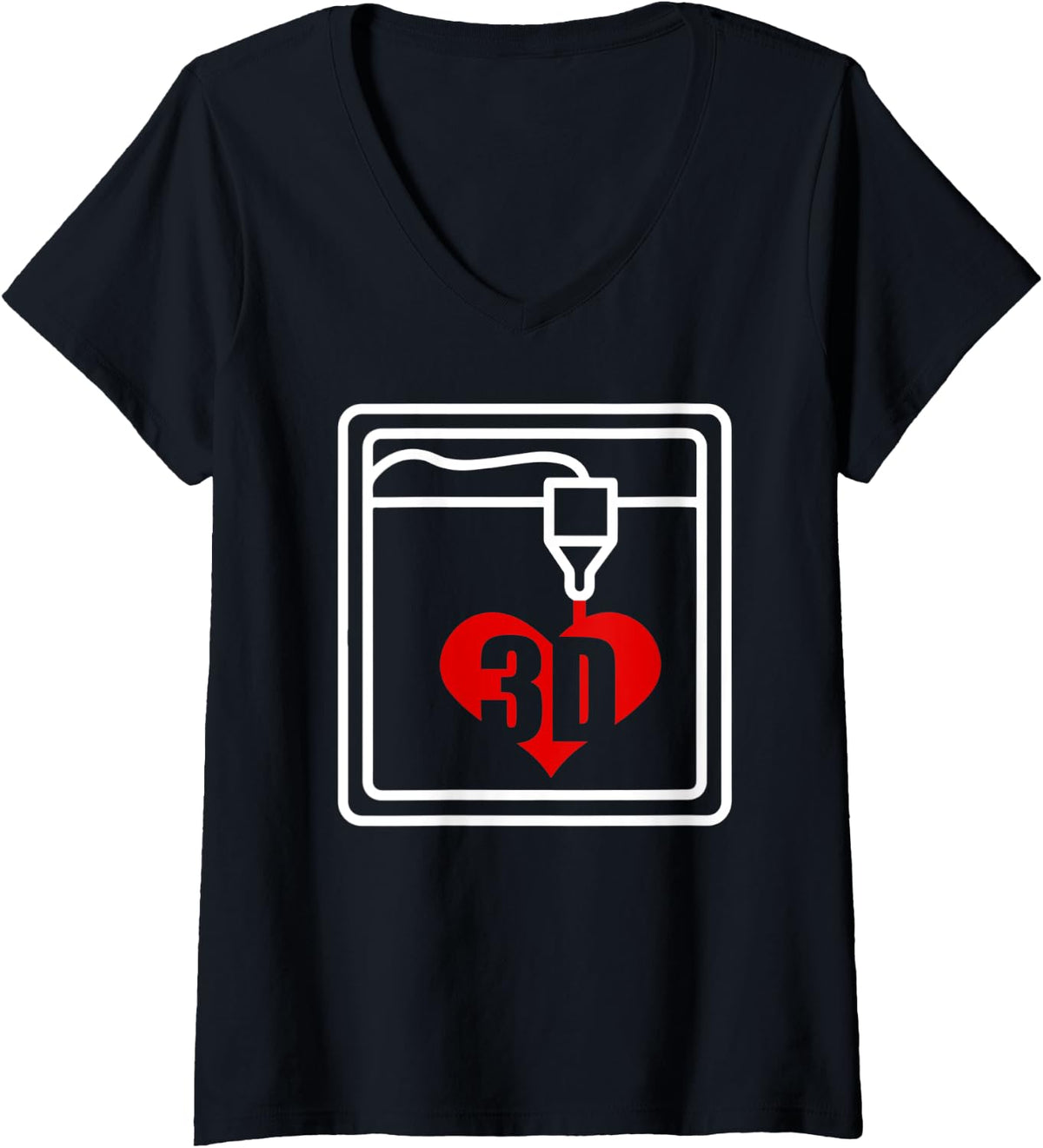 Womens Love 3d Printing Heart Filament Printer Tech Gifts V Neck Apparel Everyday Wear