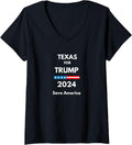Womens Texas for Trump 2024 President Election Republican V Neck