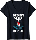 Womens Design Slice Print Repeat Machinist Cnc Programmer 3d V Neck Apparel Everyday Wear