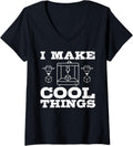Womens 3d Art Printer Designer Funny Printing Machine V Neck Apparel Clean Design