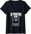 Womens 3d Printing Nerd Print Machine Filament Funny Printer V Neck Apparel Gift Ready