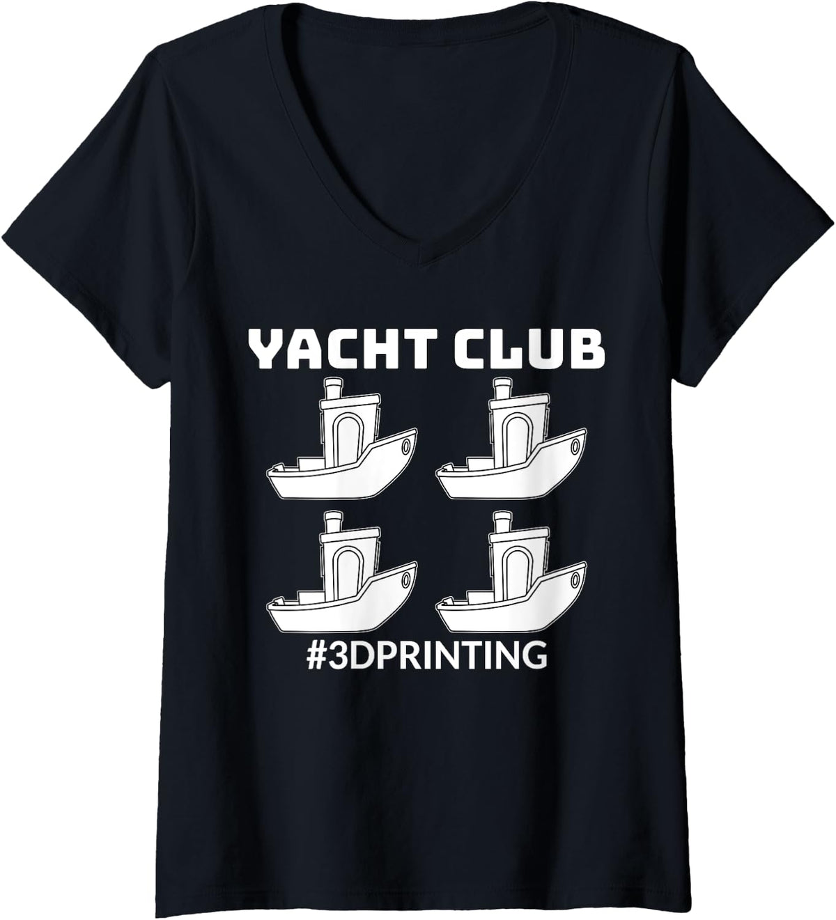 Benchy Yacht Club Funny Humor 3d Printing Enthusiast V Neck Apparel Clean Design