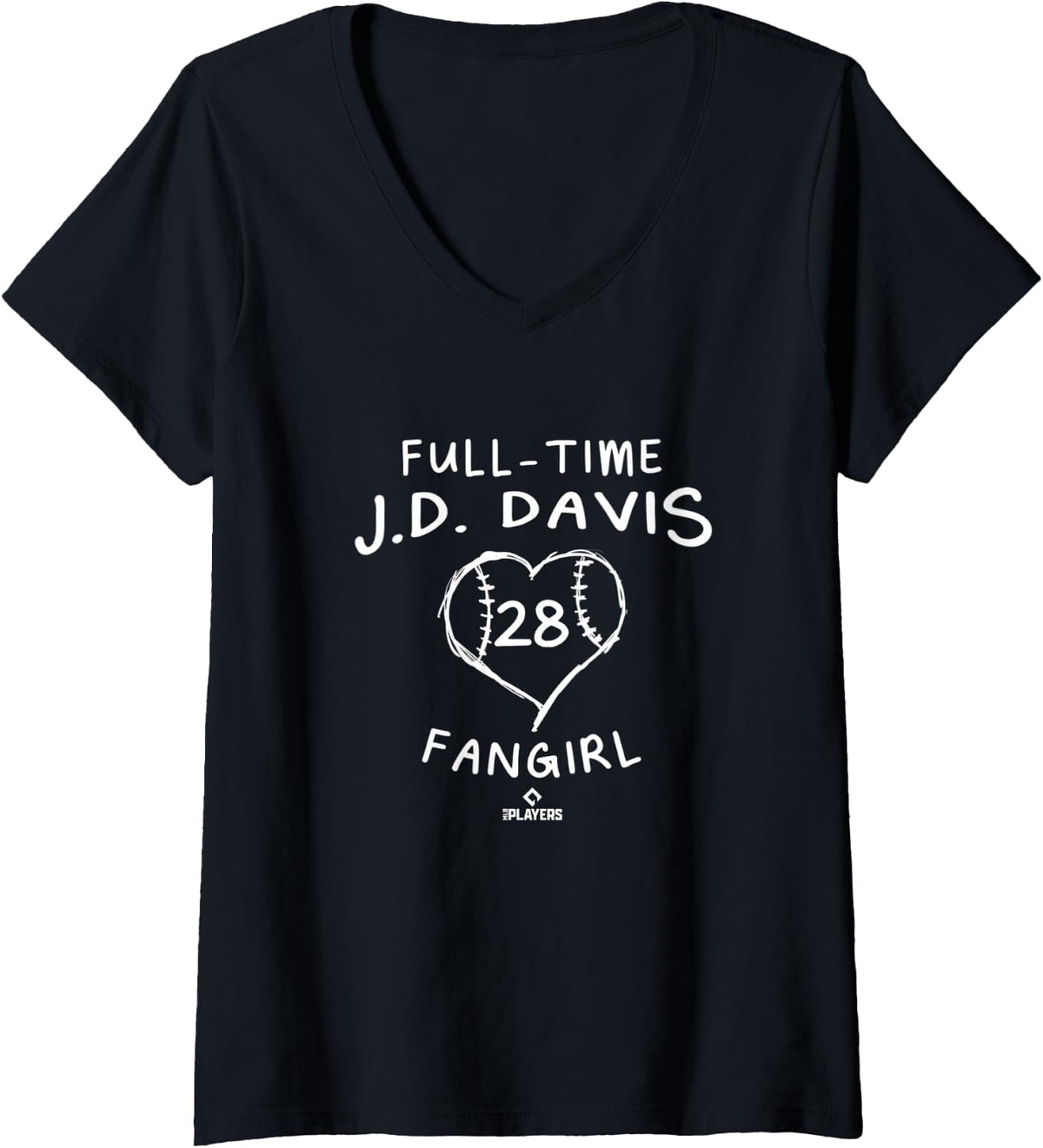 Womens Full Time JD Davis Fangirl New York Baseball Player MLBPA V Neck