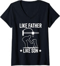 Womens Like Father Son 3d Printer Printing Fathers Day Dad V Neck Apparel Everyday Wear 2