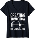 Womens Creating Tomorrow 3d Printer Printing V Neck Apparel Minimal Style