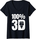 Womens 100 3d Printer Printing V Neck Apparel Clean Design