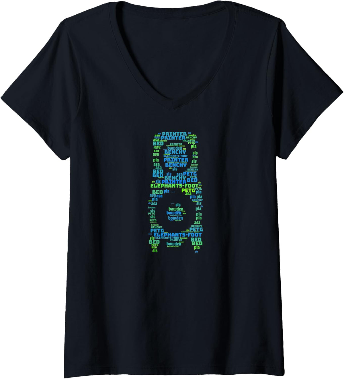Womens 3d Printer Hot End Word Cloud Design V Neck Apparel Minimal Style