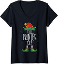 Womens Printer Elf Family Matching Christmas Pajamas V Neck Apparel Premium Print