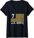 Womens Flag Stripes J D Davis Oakland Baseball MLBPA V Neck