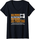 Warning 3d Printing In Progress Printer V Neck Apparel Minimal Style 7