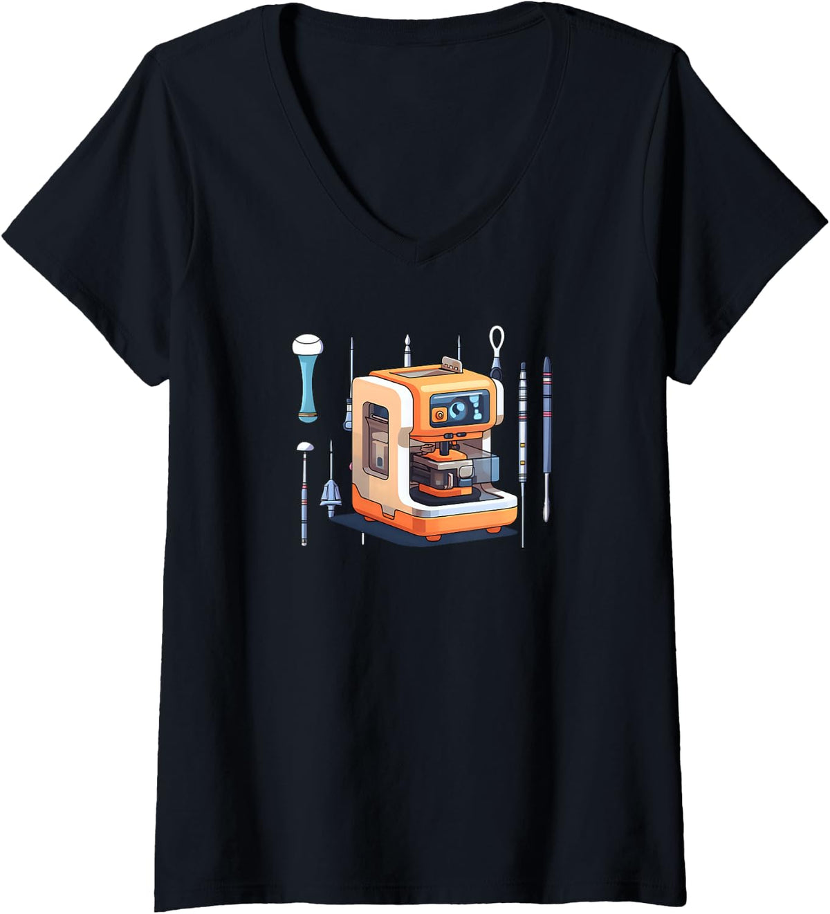 Printer With Surgery Tools Design 3d Printing V Neck Apparel Everyday Wear