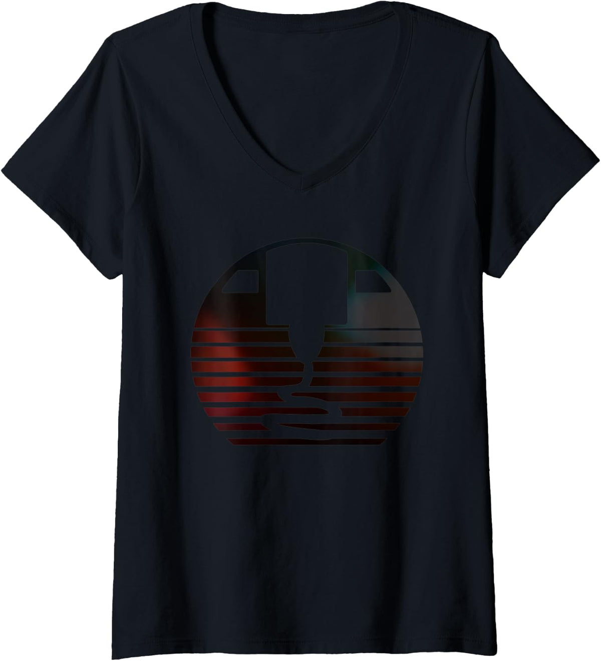 Womens Vintage 3d Printing Sunset Design For Printer Makers V Neck Apparel Clean Design 2