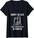 Womens 3d Printer Sorry I M Late V Neck Apparel Minimal Style