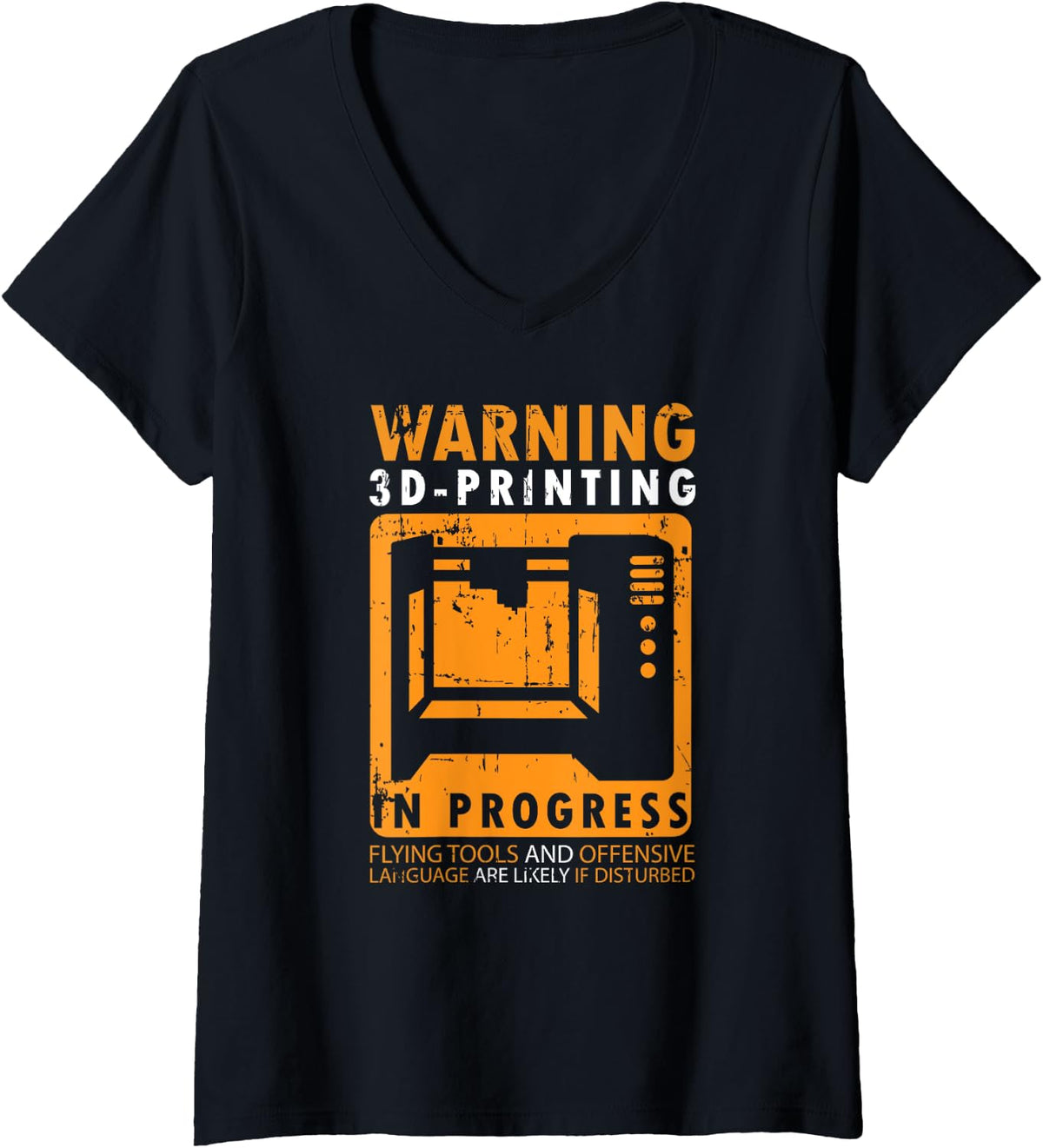 Warning 3d Printing In Progress Printer V Neck Apparel Gift Ready