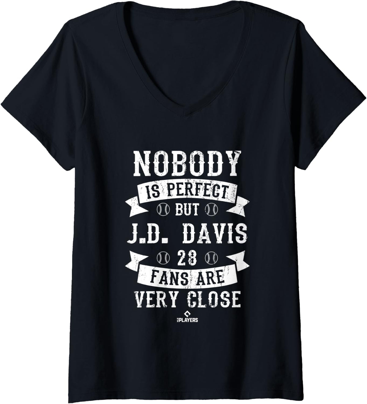 Womens Nobody is Perfect JD Davis Fans New York Baseball Funny V Neck