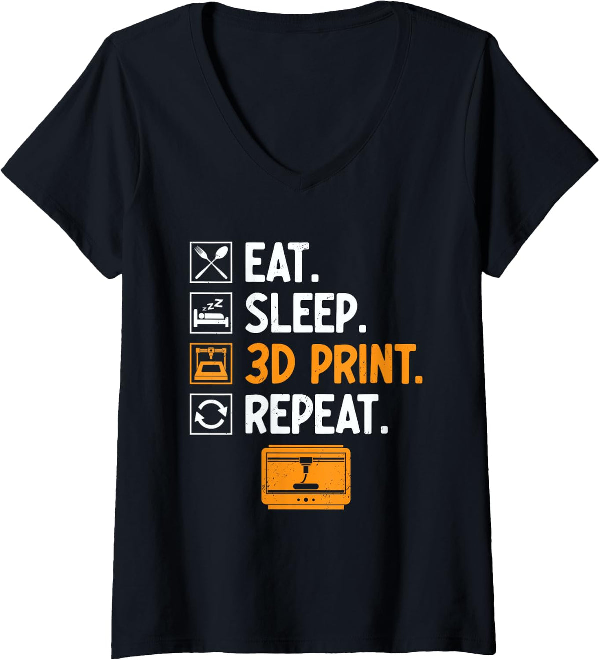 Womens Eat Sleep 3d Print Repeat Nozzle Printing Lover V Neck Apparel Premium Print 2