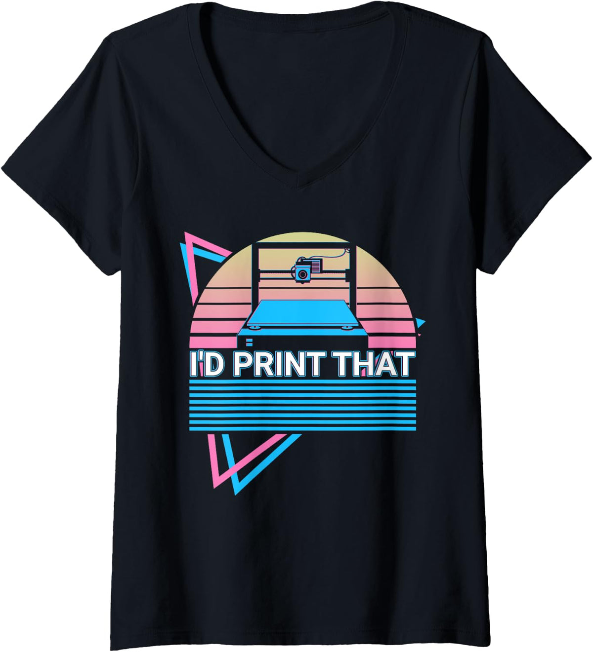 Womens 3d Printing Printer Retro I D Print That V Neck Apparel US Trend