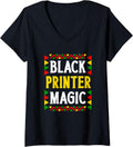 Womens Black History Month Printer Magic Pride V Neck Apparel US Trend