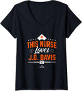 Womens This Nurse Loves JD Davis Baseball Fan Nursing New York Base V Neck