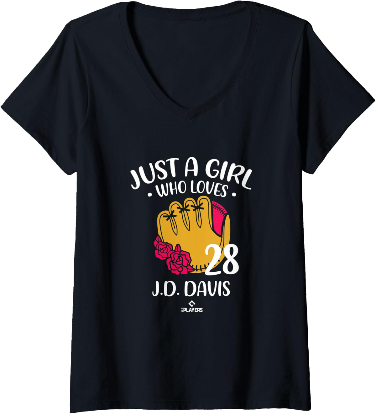 Womens A Girl Who Loves JD Davis New York Baseball Fan V Neck