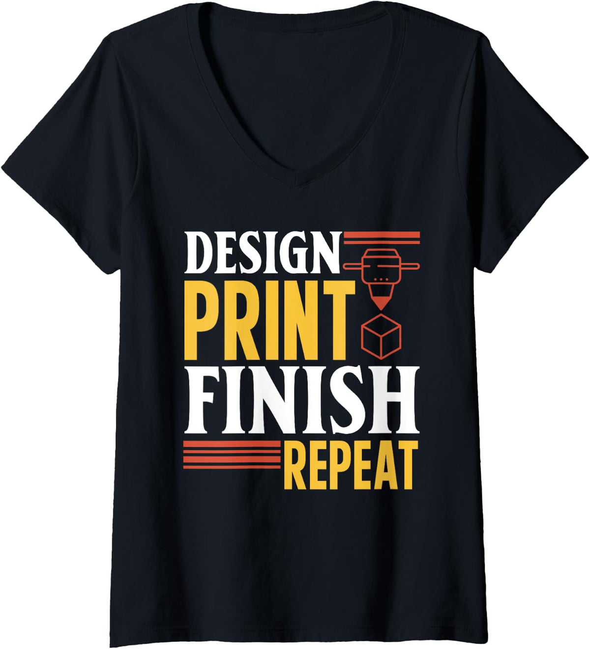 Womens 3d Printer Design Print Finish Printing V Neck Apparel Gift Ready