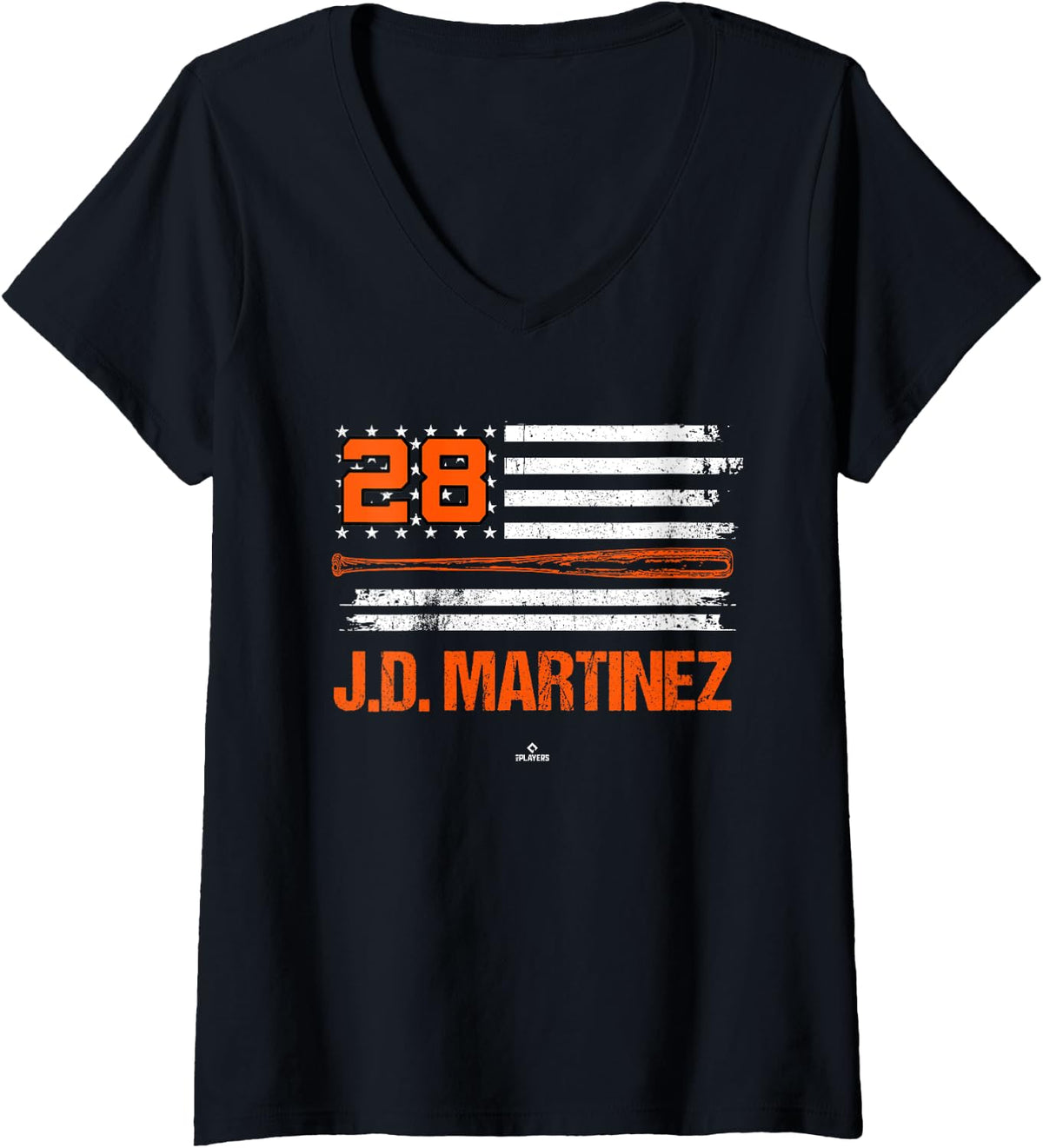 Womens USA Flag Bat J D Martinez New York Baseball MLBPA V Neck
