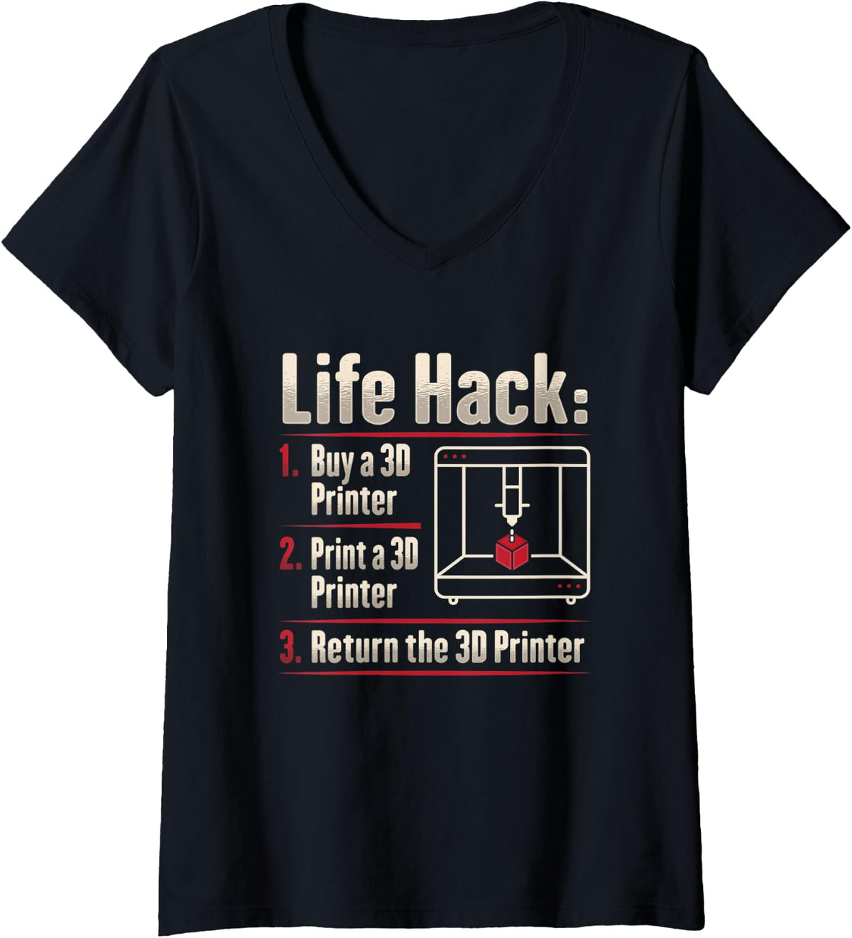 Womens 3d Printing Design For A Printer Fan V Neck Apparel Premium Print 2