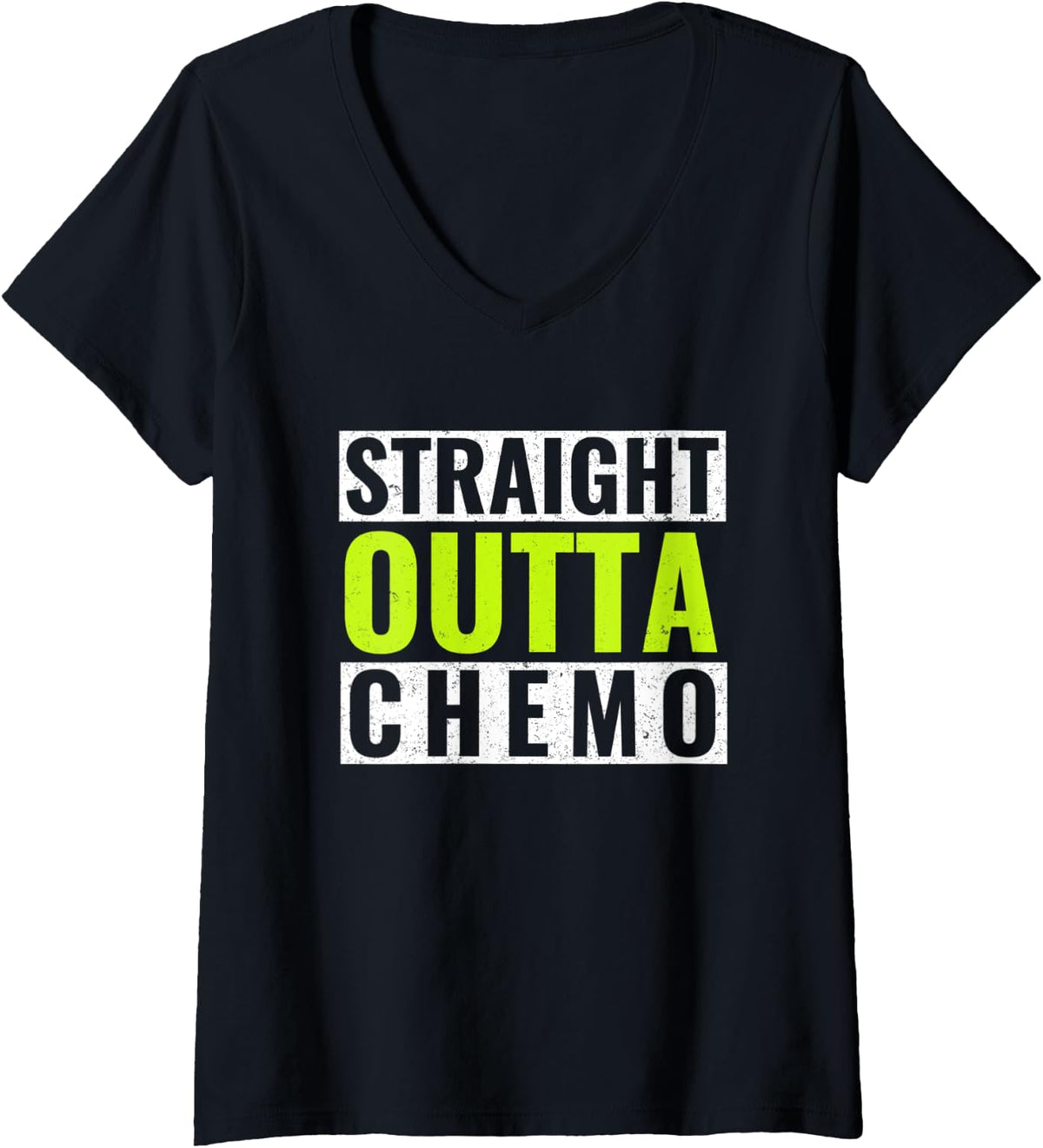 Womens Straight Outta Chemo Lime Green Lymphoma Cancer Gift V Neck