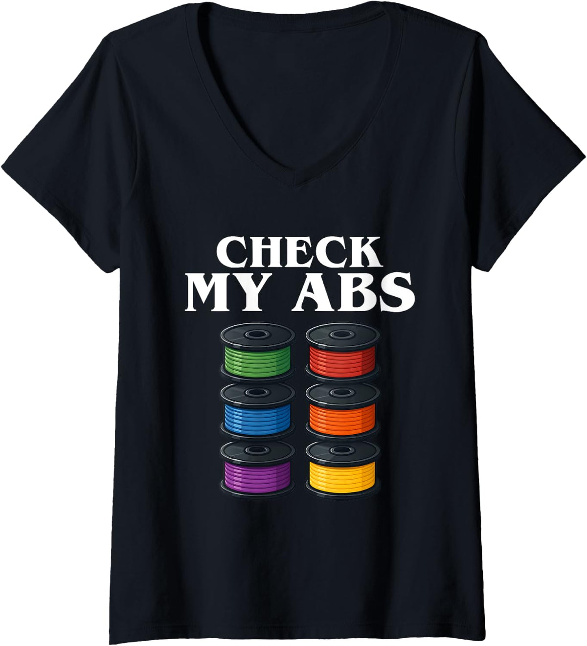 Womens Check My Abs 3d Printing Geek Printer V Neck Apparel Gift Ready