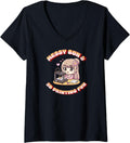 Womens Messy Bun 3d Printing Fun Girl Woman Kawaii Maker Printer V Neck Apparel Minimal Style