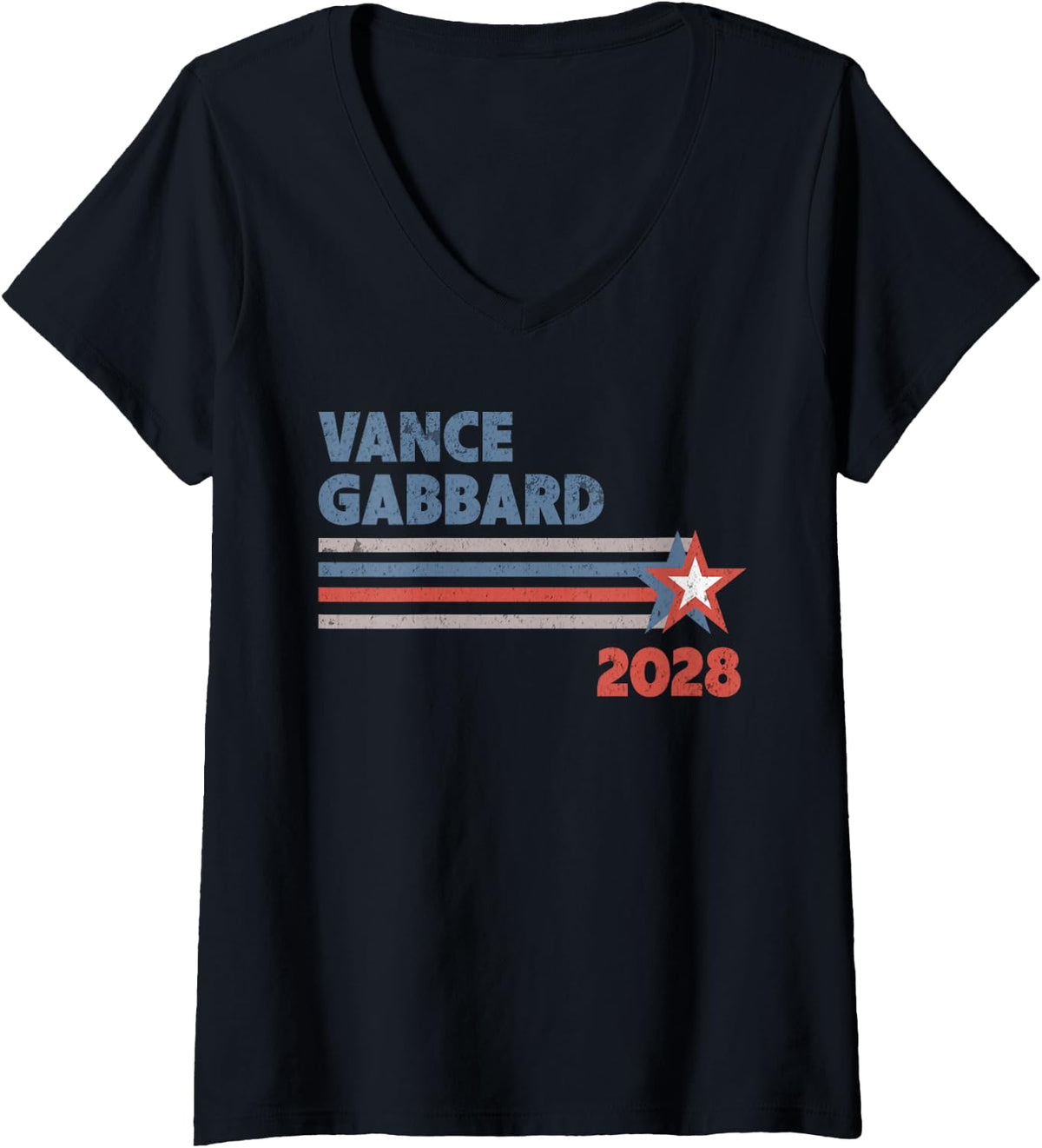 Womens Vance Gabbard 2028 for President Patriotic Stripe Retro V Neck