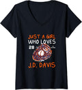 Womens A Girl Who Loves JD Davis New York Baseball Fan V 3