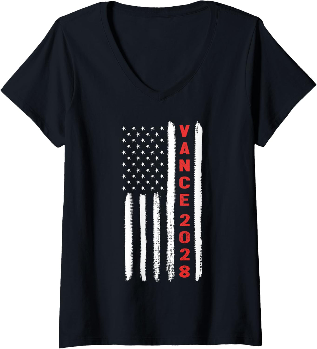 Womens J D Vance for President 2028 Presidential Election US Flag V Neck