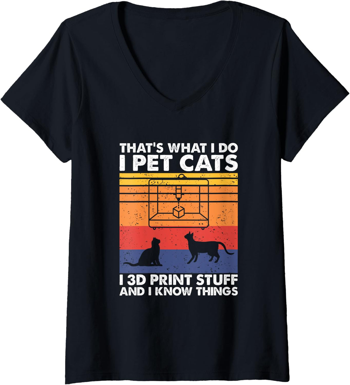 Womens I Pet Cats 3d Print Stuff And Know Things Printer V Neck Apparel Minimal Style