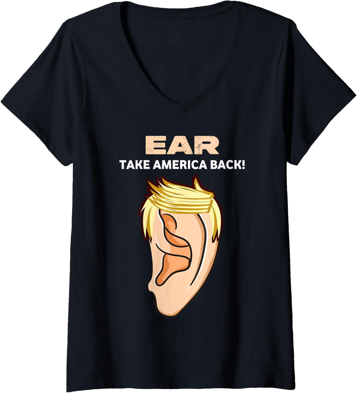 Womens trumpamania funny Ear Trump JD Vance Take america back 2024 V Neck