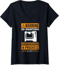 Warning 3d Printing In Progress Printer V Neck Apparel US Trend 3