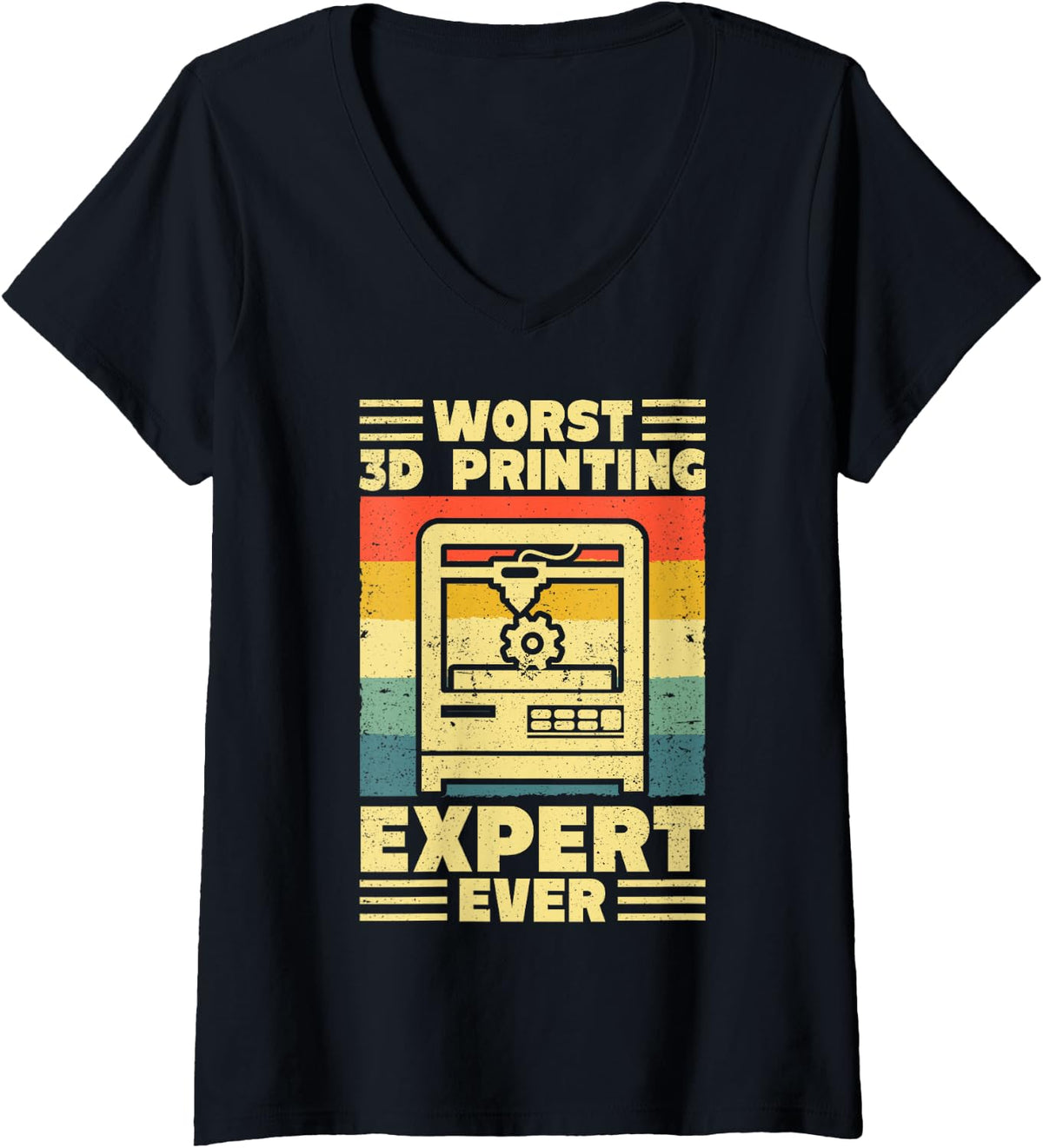 Womens Worst 3d Printing Expert Ever Filament Printer Retro Men V Neck Apparel Everyday Wear