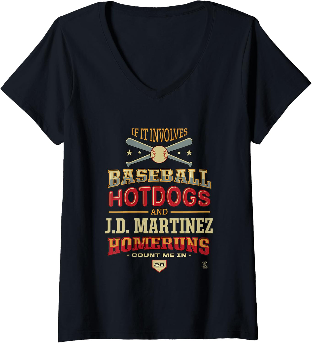 Womens J D Martinez If It Involves Baseball Hotdogs Gameday V Neck