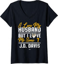 Womens I Love My Husband J D Davis Oakland Baseball MLBPA V Neck