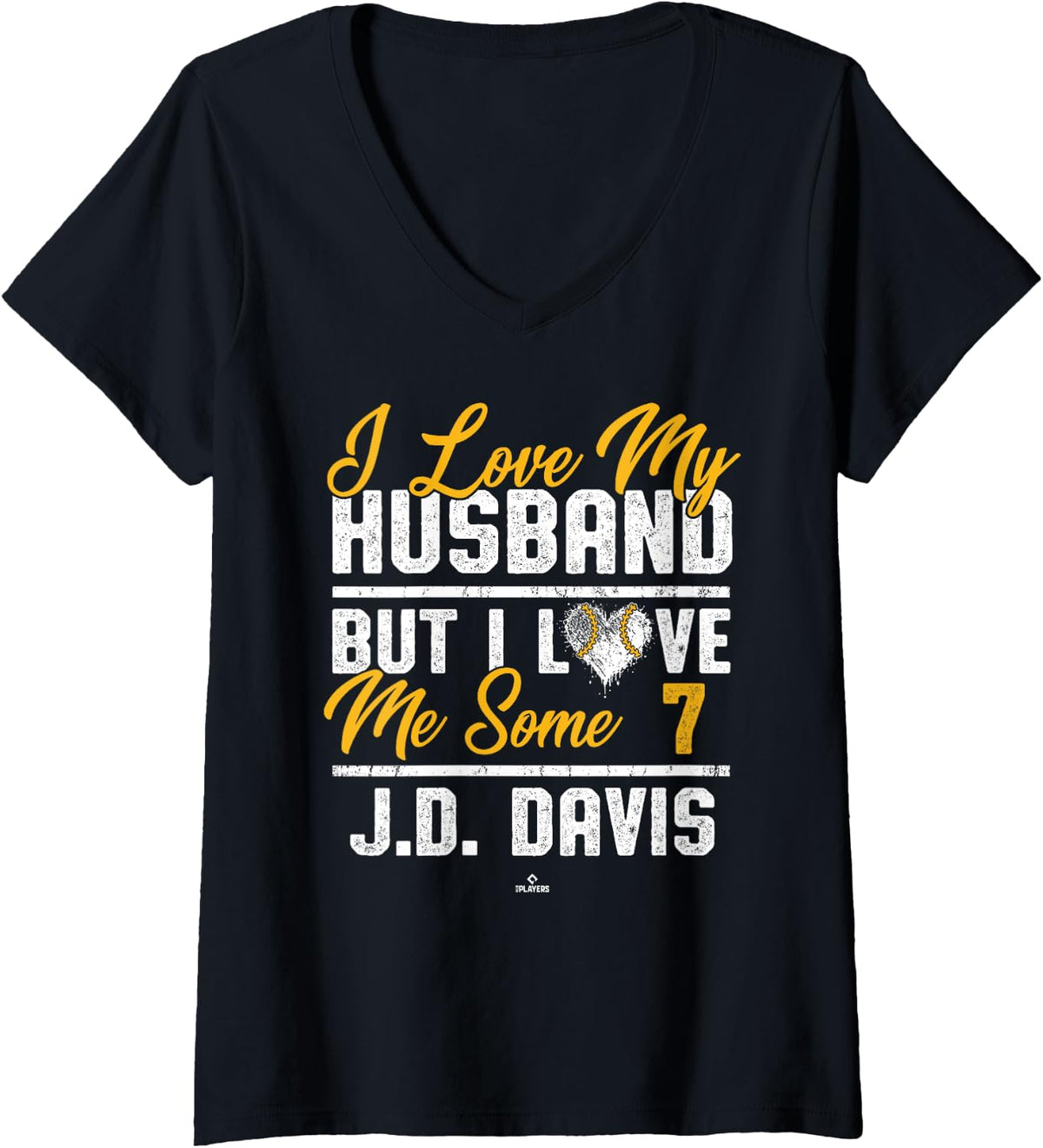 Womens I Love My Husband J D Davis Oakland Baseball MLBPA V Neck