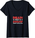 Womens Drain The Swamp Trump Vance 2024 Cute Vintage Woman V Neck