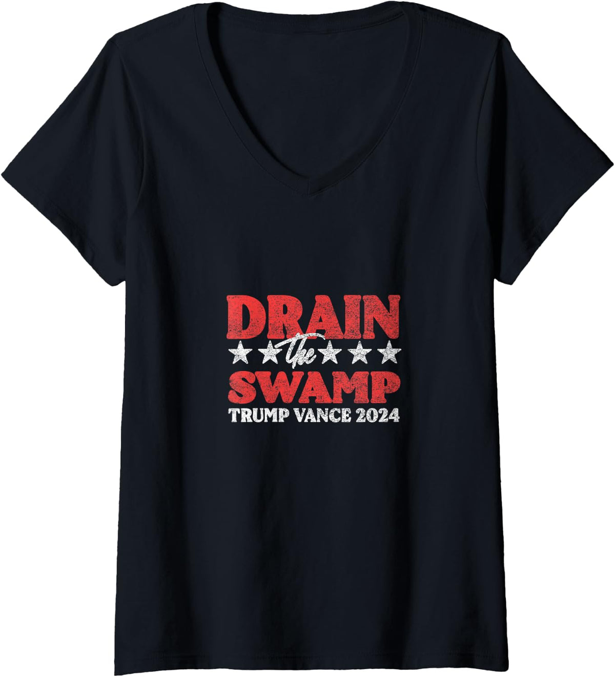 Womens Drain The Swamp Trump Vance 2024 Cute Vintage Woman V Neck