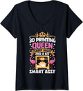 Womens 3d Printing Queen Classy Sassy Printer Women V Neck Apparel Minimal Style