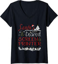 Womens Screen Printer Xmas Job Cute Christmas V Neck Apparel Everyday Wear