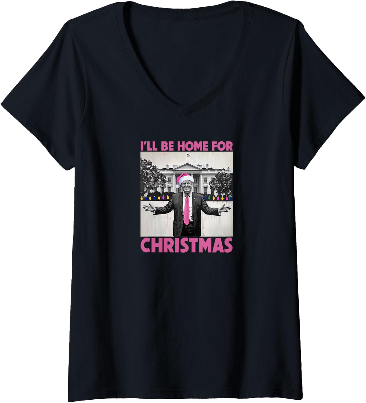 Womens I ll Be Home For Christmas Tee Santa Funny Trump Xmas Pajama V 6