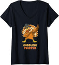 Dabbing Turkey Printer Funny Thanksgiving V Neck Apparel Gift Ready