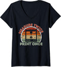 Womens Funny Retro Vintage 3d Printing Printers V Neck Apparel Premium Print