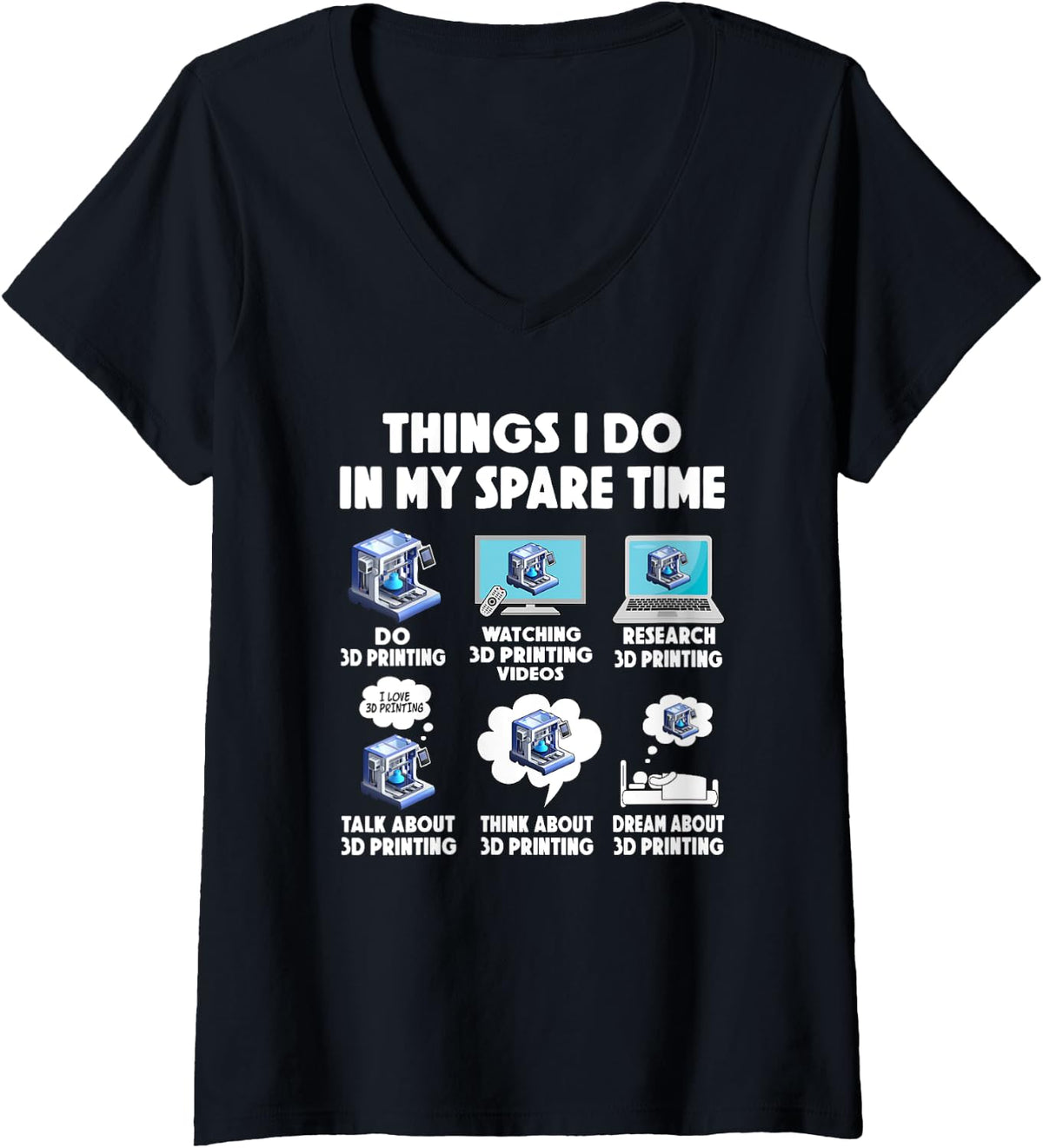 Womens 3d Printing Filament Print Computer Programmer V Neck Apparel Clean Design 3